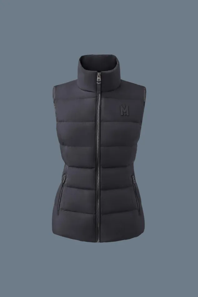 Vests Women Mackage GISELA Stretch Light Down Vest With Stand Collar Black