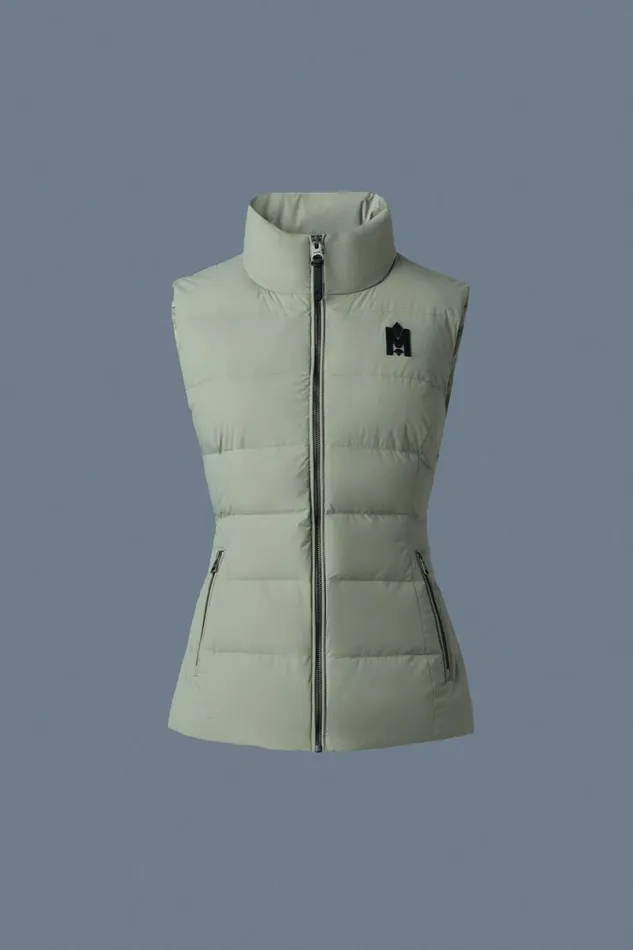 Vests Women Mackage GISELA Stretch Light Down Vest With Stand Collar Black