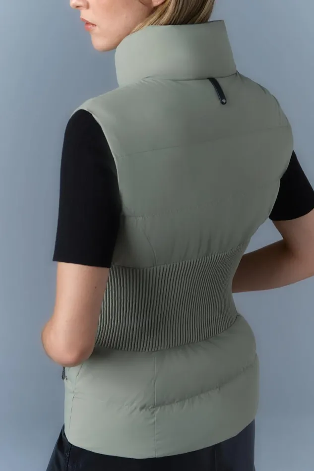 Vests Women Mackage GISELA Stretch Light Down Vest With Stand Collar Black