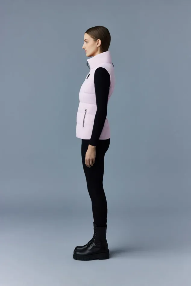 Vests Women Mackage GISELA Stretch Light Down Vest With Stand Collar Black