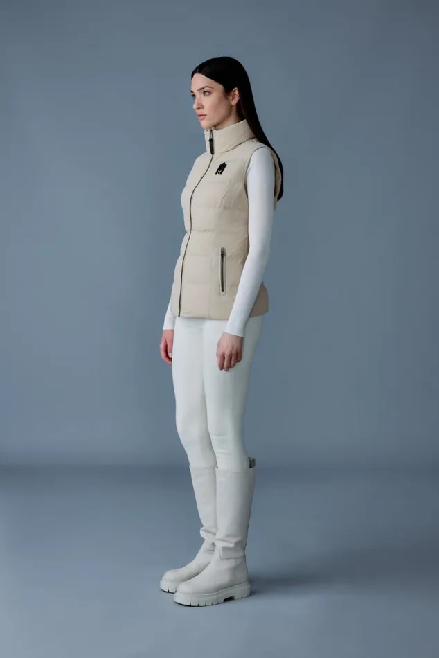 Vests Women Mackage GISELA Stretch Light Down Vest With Stand Collar Black