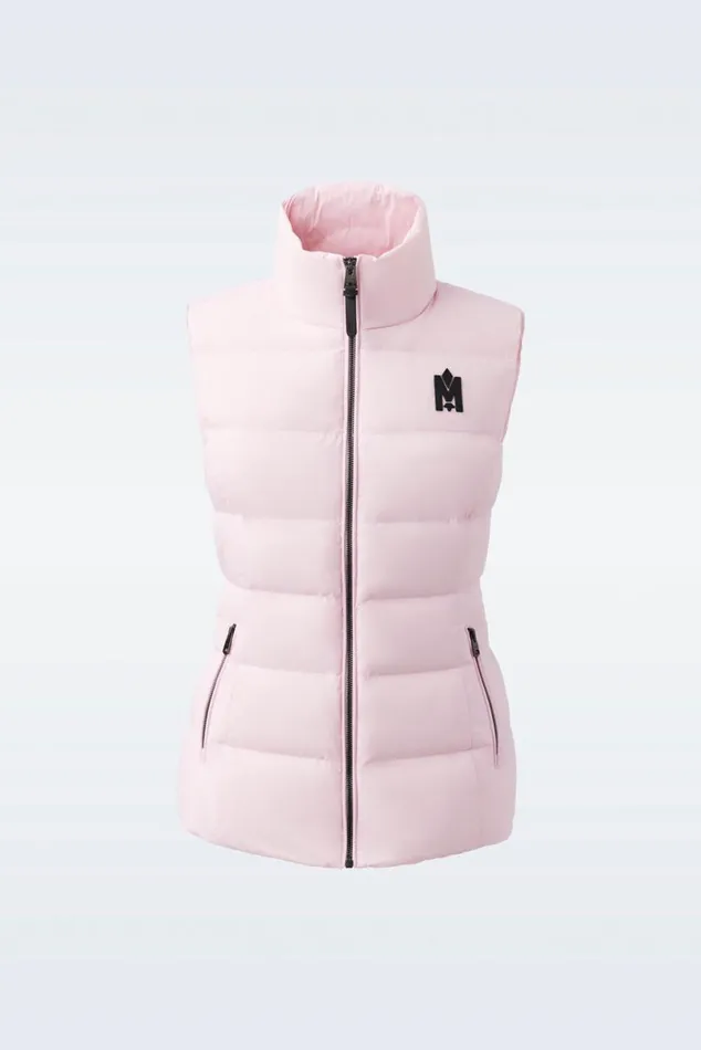 Vests Women Mackage GISELA Stretch Light Down Vest With Stand Collar Black