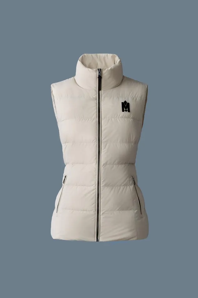Vests Women Mackage GISELA Stretch Light Down Vest With Stand Collar Black