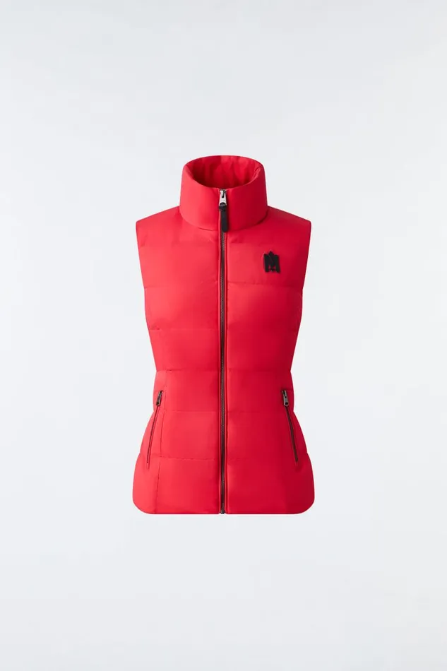 Vests Women Mackage GISELA Stretch Light Down Vest With Stand Collar Black