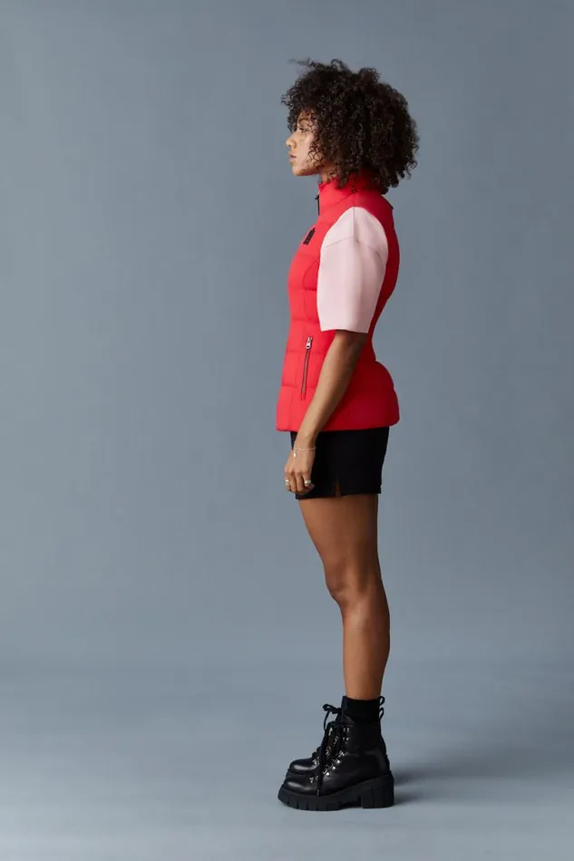 Vests Women Mackage GISELA Stretch Light Down Vest With Stand Collar Black