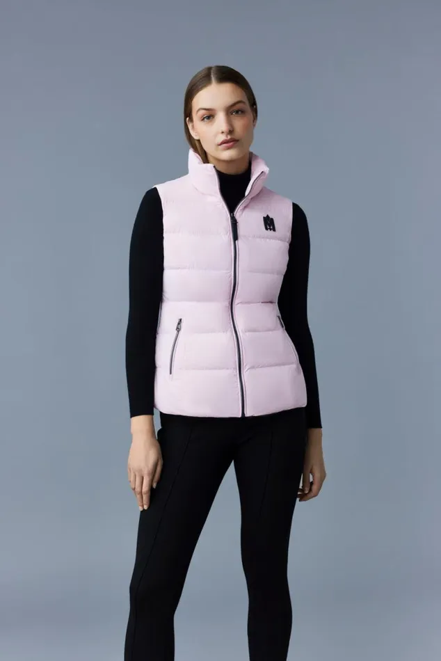 Vests Women Mackage GISELA Stretch Light Down Vest With Stand Collar Black