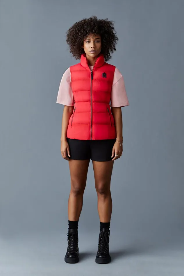 Vests Women Mackage GISELA Stretch Light Down Vest With Stand Collar Black