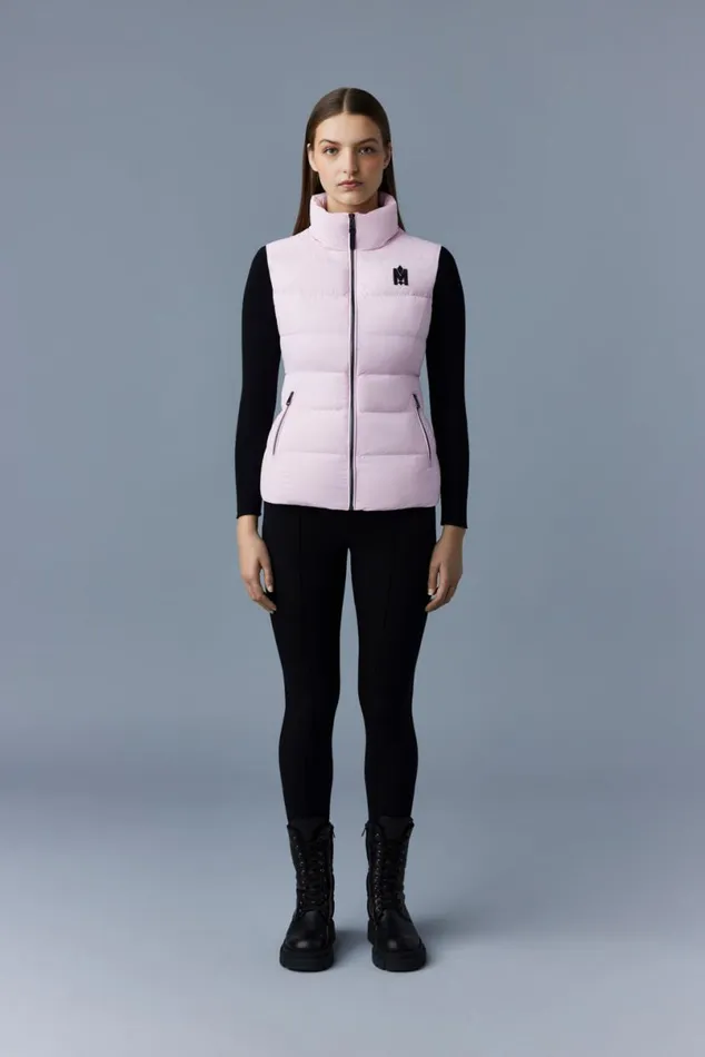 Vests Women Mackage GISELA Stretch Light Down Vest With Stand Collar Black