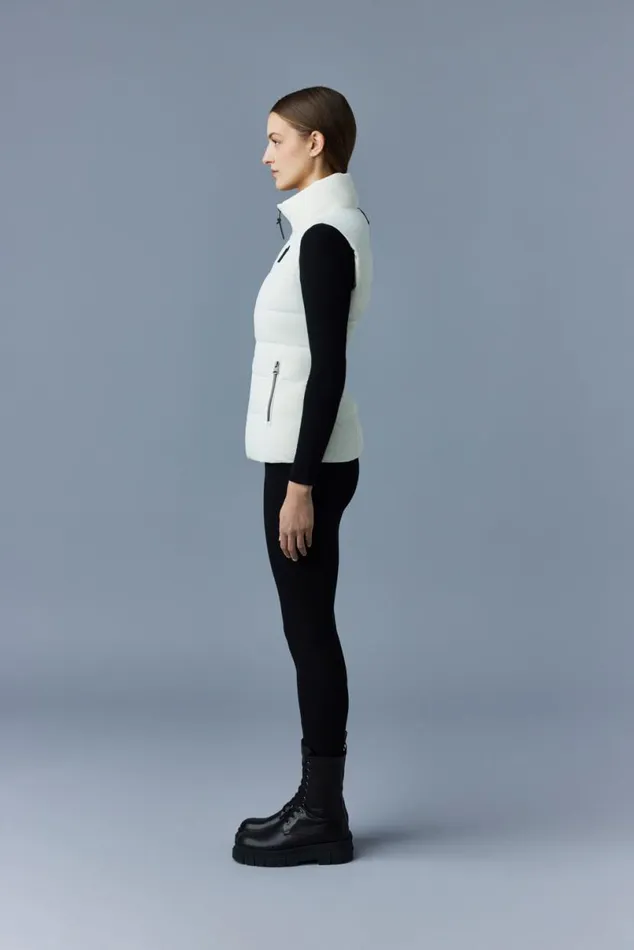 Vests Women Mackage GISELA Stretch Light Down Vest With Stand Collar Black