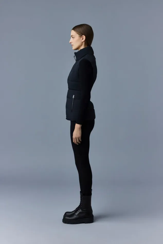 Vests Women Mackage GISELA Stretch Light Down Vest With Stand Collar Black