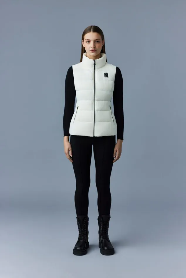 Vests Women Mackage GISELA Stretch Light Down Vest With Stand Collar Black