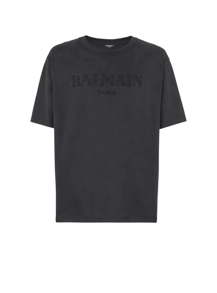 Vintage Embroidered Tshirt Grey Men Balmain TShirts