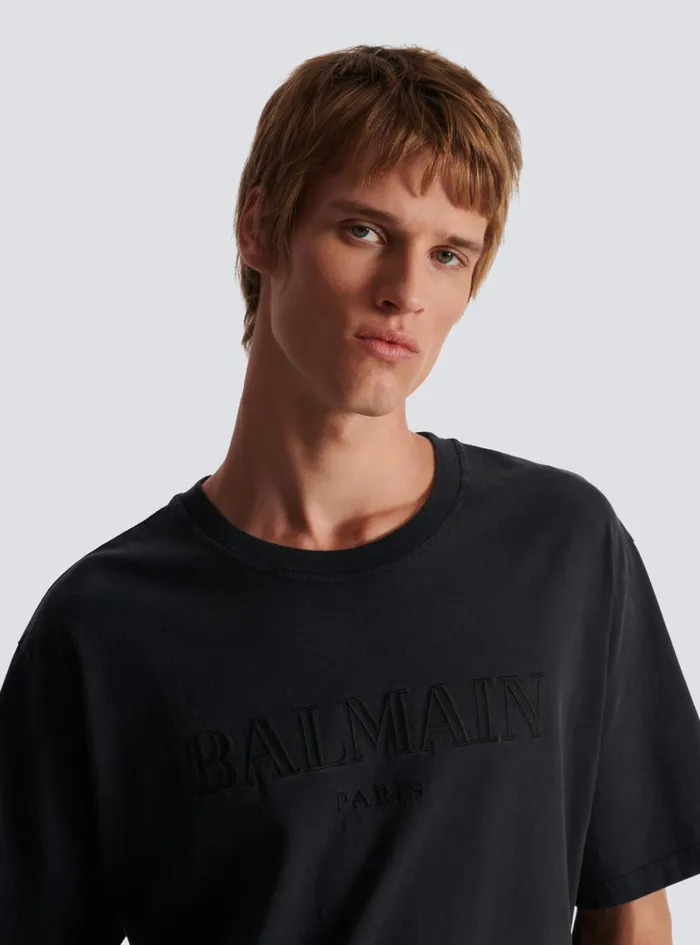 Vintage Embroidered Tshirt Grey Men Balmain TShirts