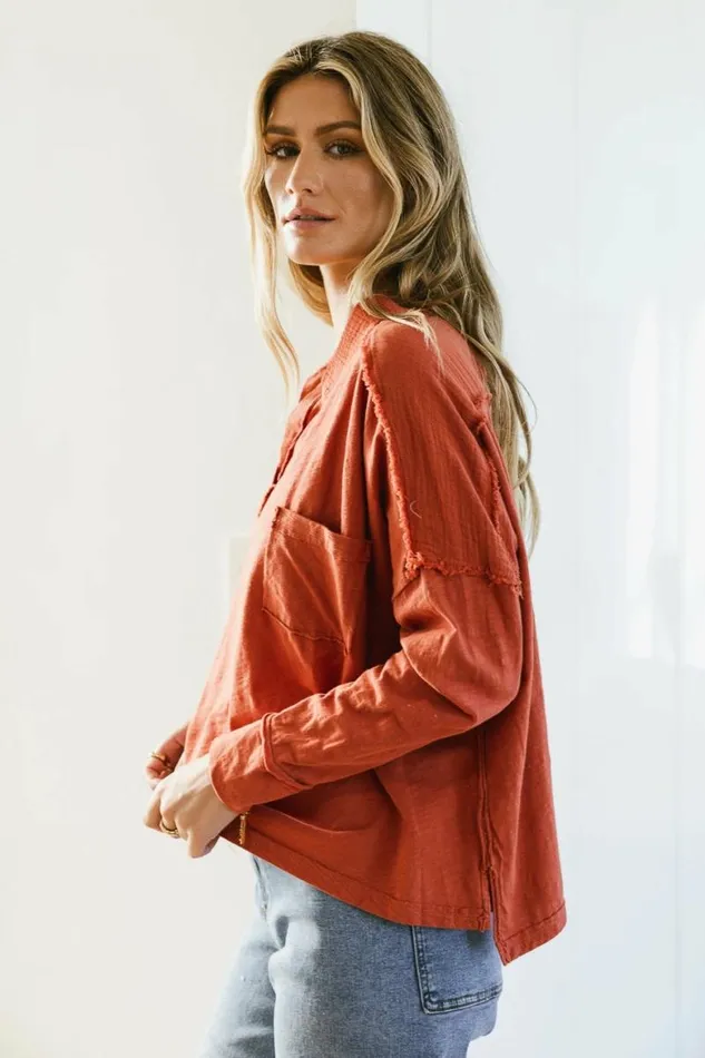Vittoria Oversized Top In Rust Rust Women Bohme Tees and Tanks