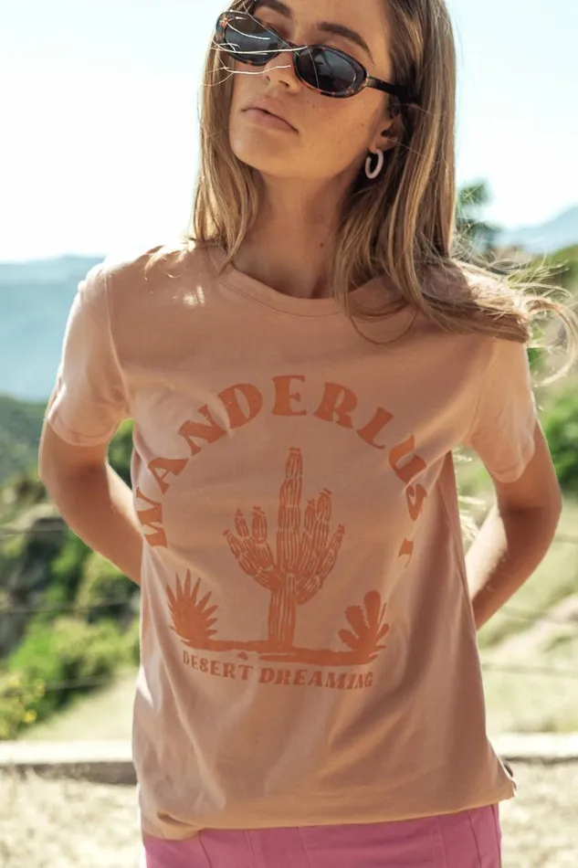 Wanderlust Desert Graphic Tee Peach Women Bohme Tees and Tanks