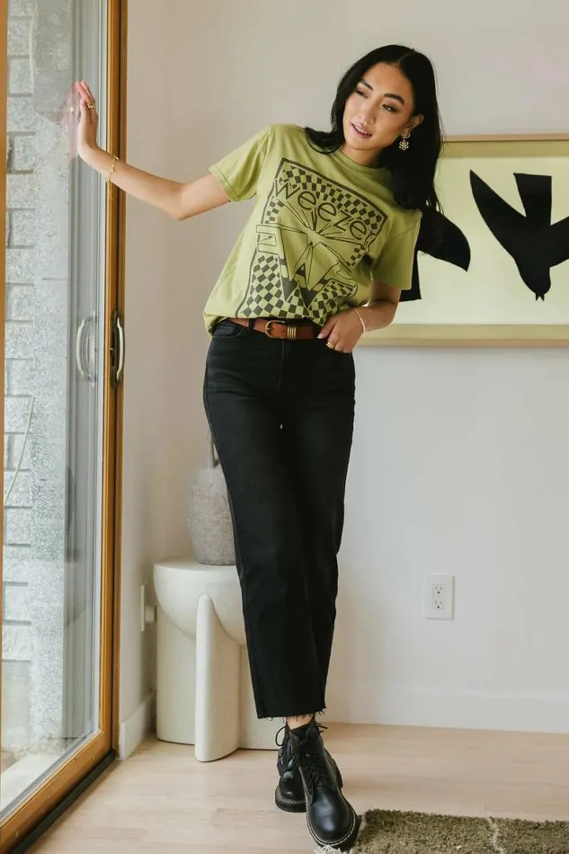 Weezer Graphic Tee 8211 FINAL SALE Green Women Bohme Tees and Tanks