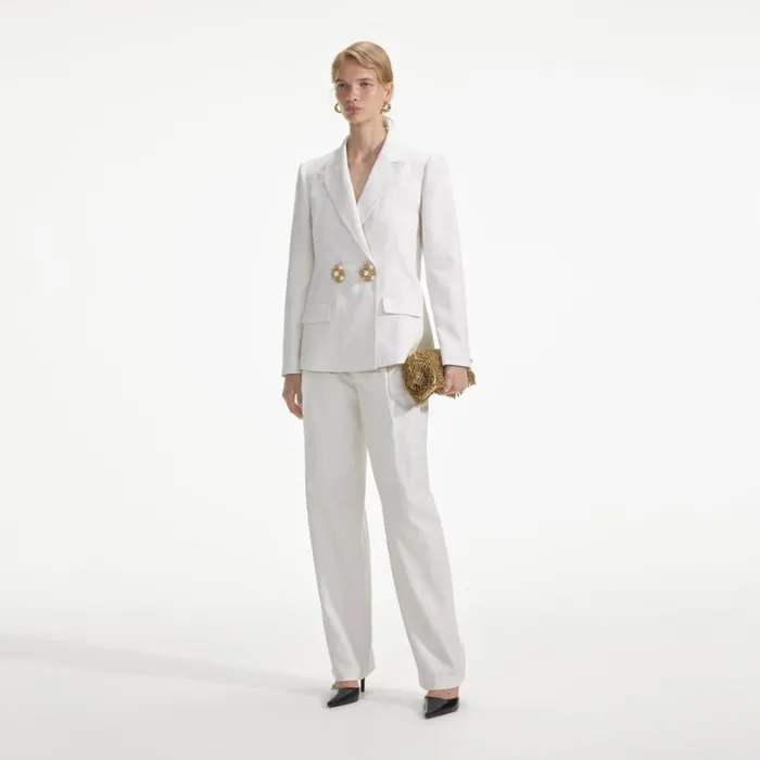 White Linen Trousers Women Self Portrait Bottoms White Linen Trousers Women Self Portrait Bottoms