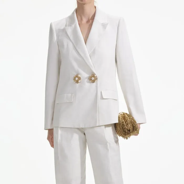White Linen Trousers Women Self Portrait Bottoms White Linen Trousers Women Self Portrait Bottoms