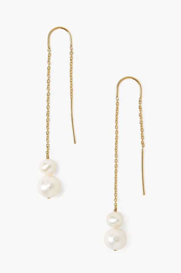 White Pearl ThreadThru Earrings Women Chan Luu Earrings