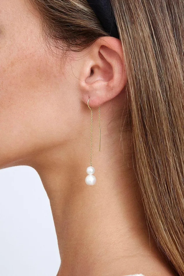 White Pearl ThreadThru Earrings Women Chan Luu Earrings