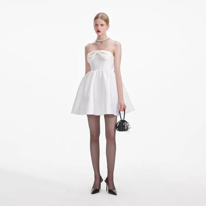 White Taffeta Bandeau Mini Dress Women Self Portrait Dresses White Taffeta Bandeau Mini Dress Women Self Portrait Dresses