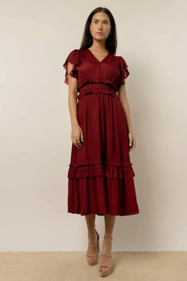 Willa Ruffle Dress In Brick Brick Women Bohme Dresses