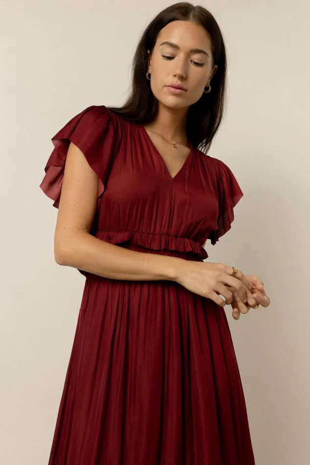 Willa Ruffle Dress In Brick Brick Women Bohme Dresses
