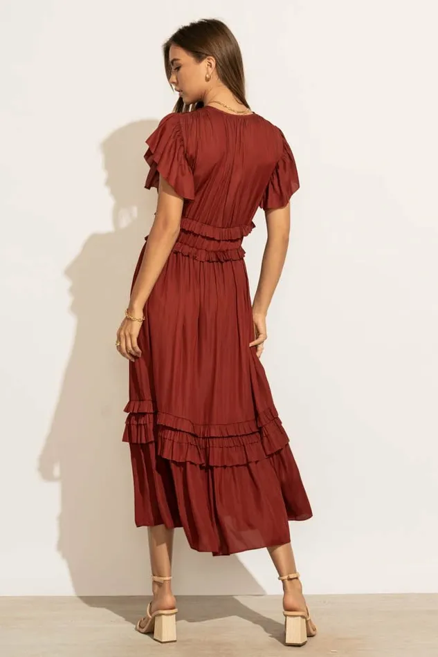 Willa Ruffle Dress In Brick Brick Women Bohme Dresses