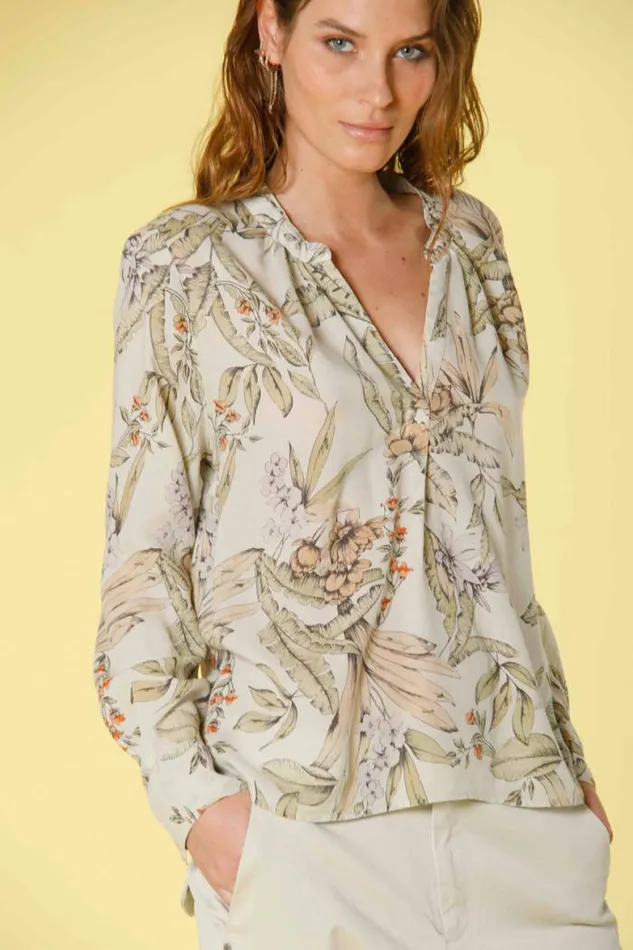 Woman Adele Long Sleeve Shirt In Tencel With Floreal Pattern Mason039s Shirts
