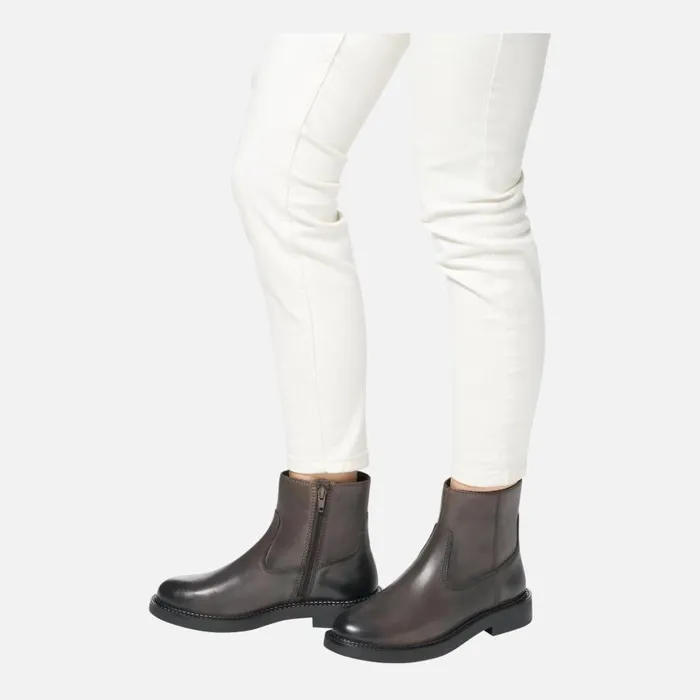 Woman Geox Ankle Boots SERILDA WOMAN Taupe Low Heel Ankle Boots Taupe