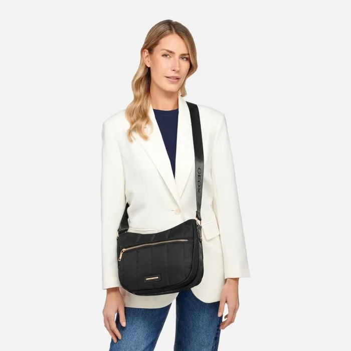 Woman Geox Bags TRAVEGGY S WOMAN Black Crossbody Bag Black