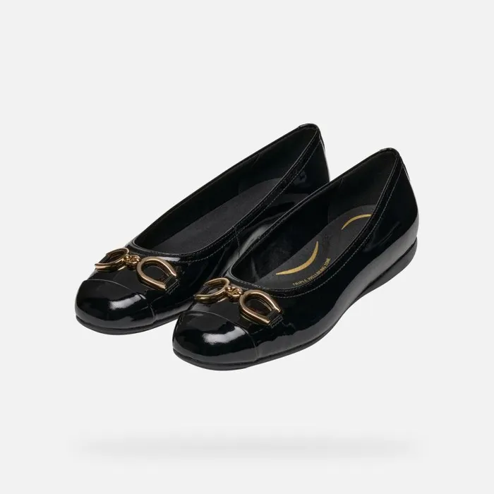 Woman Geox Ballerinas ANNYTAH WOMAN Black Patent Leather Ballerina Flats Black