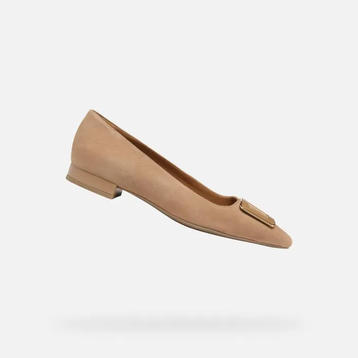 Woman Geox Ballerinas CHARYSSA WOMAN Mud Suede Ballerina Pumps Mud