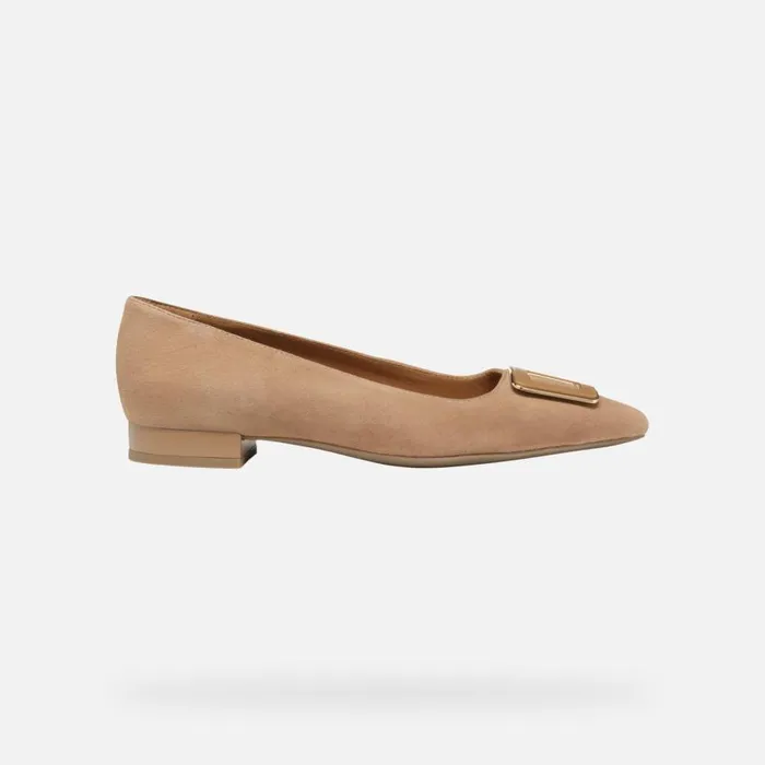 Woman Geox Ballerinas CHARYSSA WOMAN Mud Suede Ballerina Pumps Mud