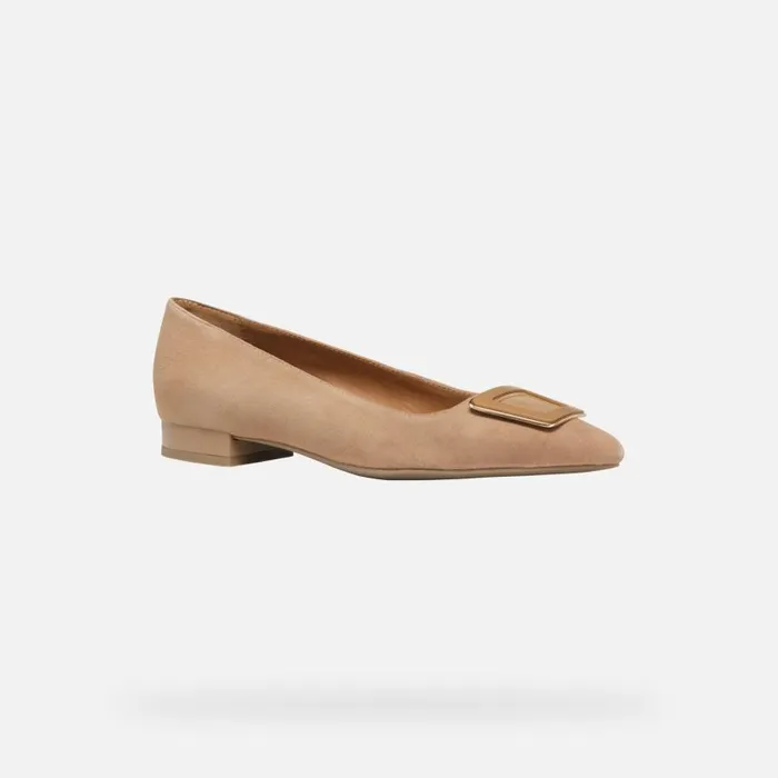 Woman Geox Ballerinas CHARYSSA WOMAN Mud Suede Ballerina Pumps Mud