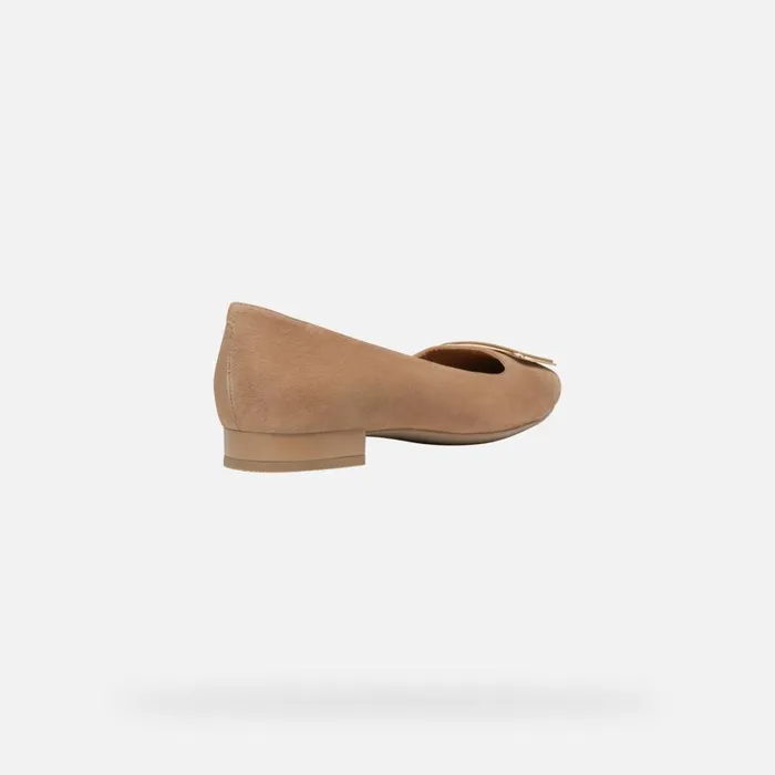 Woman Geox Ballerinas CHARYSSA WOMAN Mud Suede Ballerina Pumps Mud
