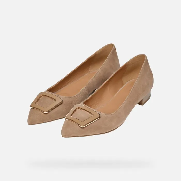 Woman Geox Ballerinas CHARYSSA WOMAN Mud Suede Ballerina Pumps Mud