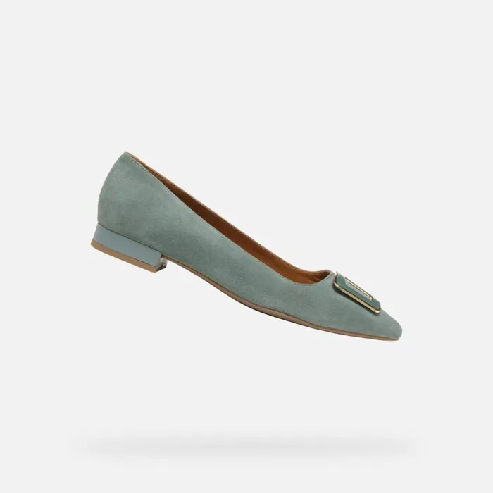 Woman Geox Ballerinas CHARYSSA WOMAN Sage Suede Ballerina Pumps Sage