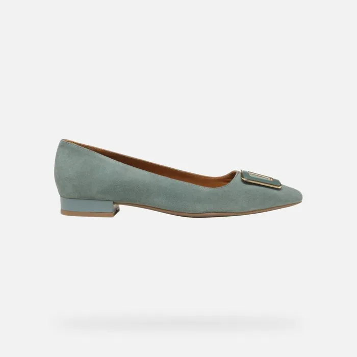Woman Geox Ballerinas CHARYSSA WOMAN Sage Suede Ballerina Pumps Sage
