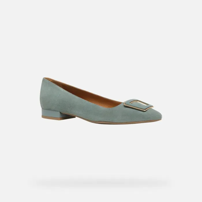 Woman Geox Ballerinas CHARYSSA WOMAN Sage Suede Ballerina Pumps Sage