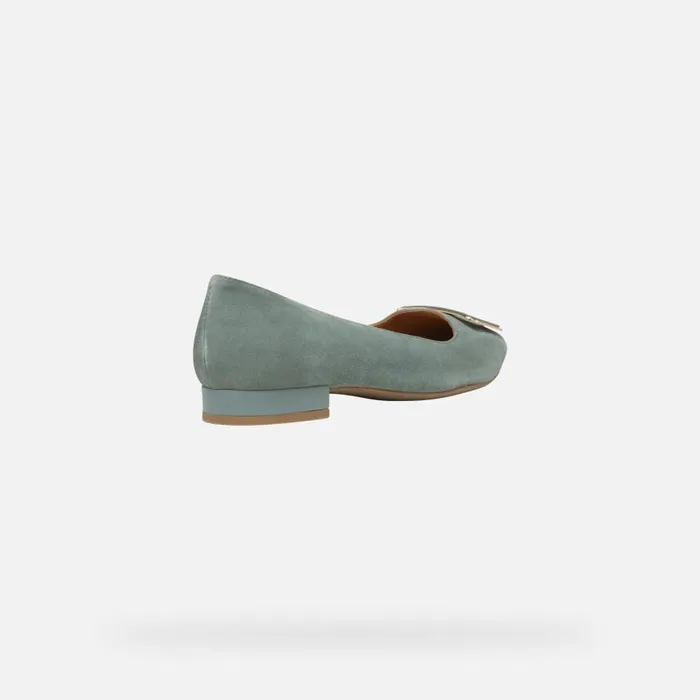 Woman Geox Ballerinas CHARYSSA WOMAN Sage Suede Ballerina Pumps Sage