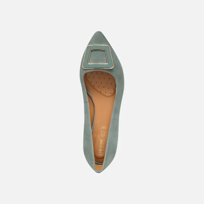 Woman Geox Ballerinas CHARYSSA WOMAN Sage Suede Ballerina Pumps Sage