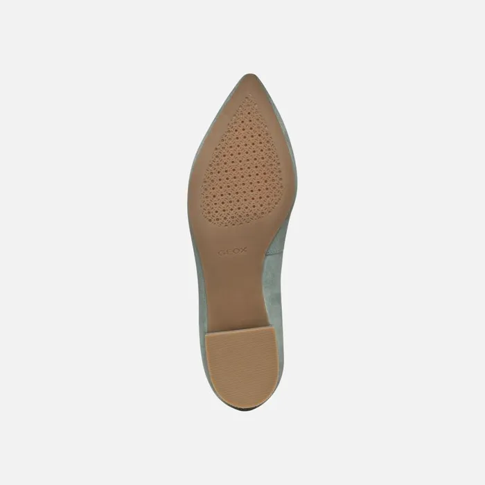 Woman Geox Ballerinas CHARYSSA WOMAN Sage Suede Ballerina Pumps Sage
