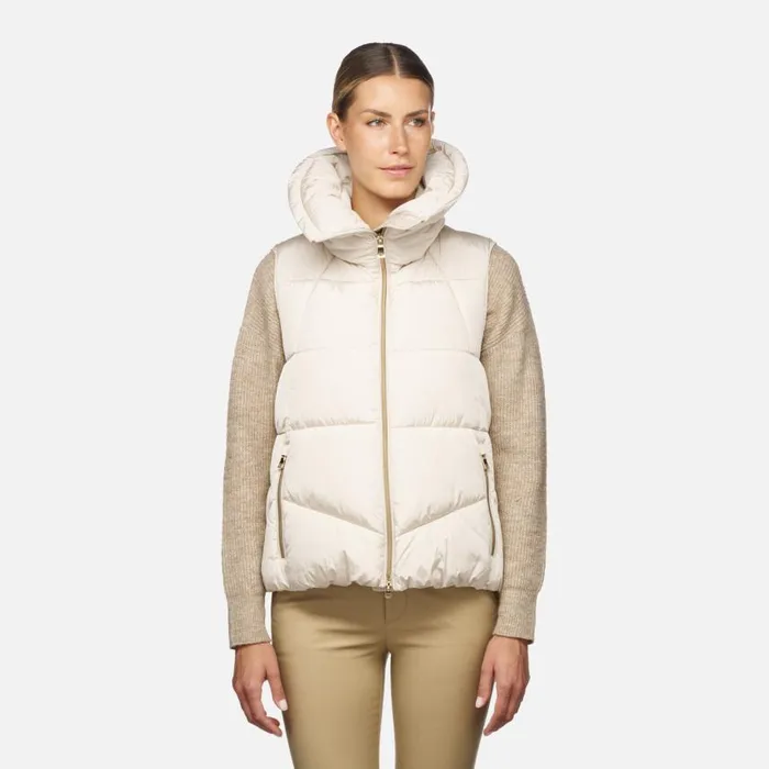 Woman Geox Jackets DAMIANA WOMAN Moonbeam Sleeveless Moonbeam