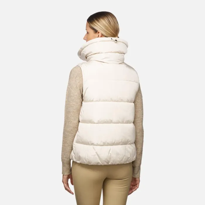 Woman Geox Jackets DAMIANA WOMAN Moonbeam Sleeveless Moonbeam
