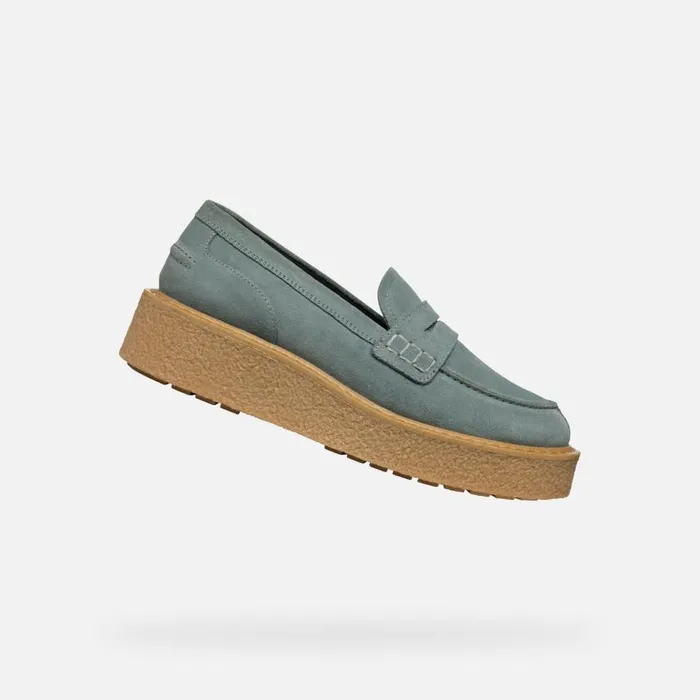 Woman Geox Loafers ELIDEA WOMAN Sage Suede Loafers Sage