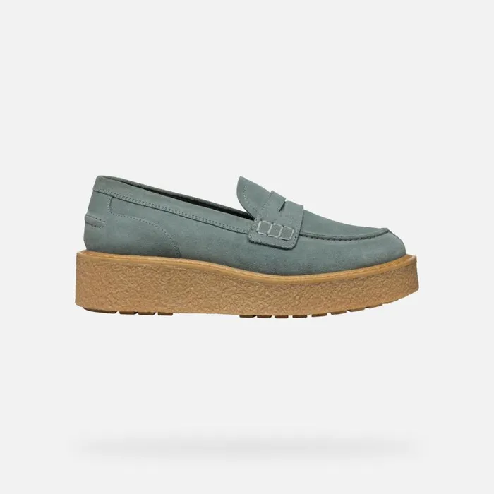 Woman Geox Loafers ELIDEA WOMAN Sage Suede Loafers Sage