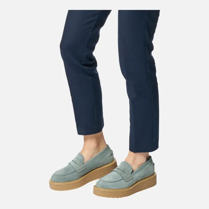 Woman Geox Loafers ELIDEA WOMAN Sage Suede Loafers Sage