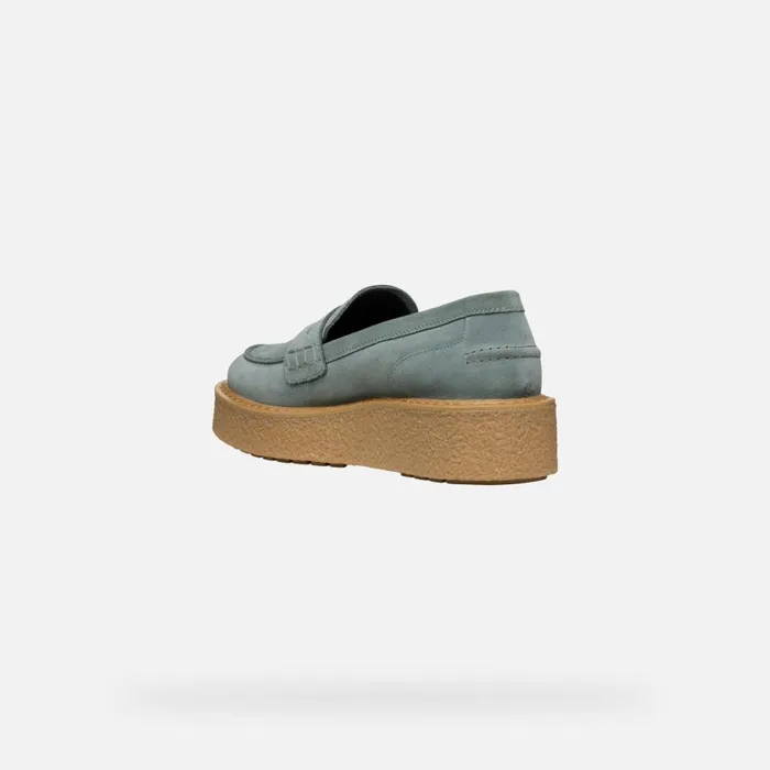 Woman Geox Loafers ELIDEA WOMAN Sage Suede Loafers Sage