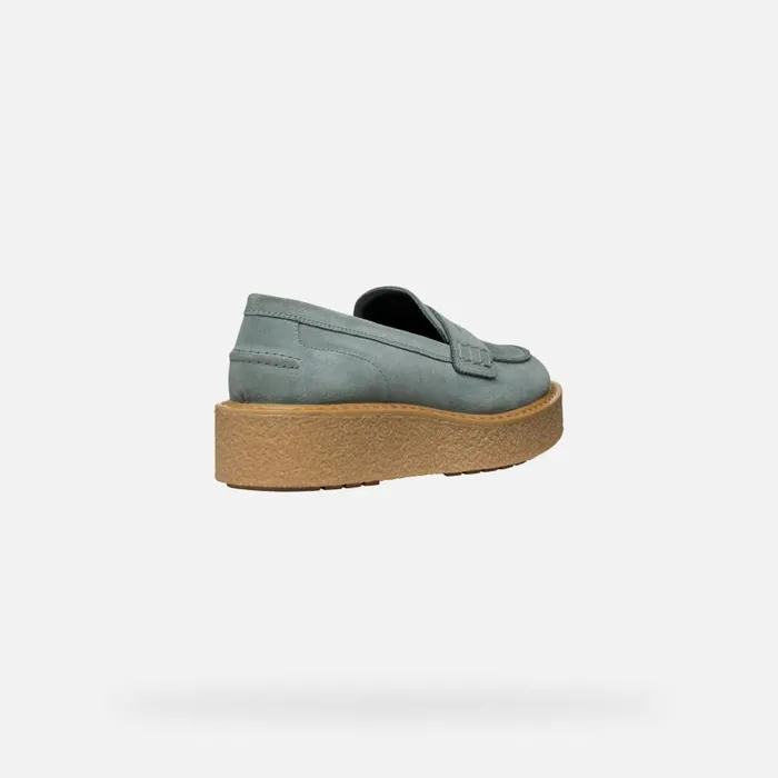 Woman Geox Loafers ELIDEA WOMAN Sage Suede Loafers Sage